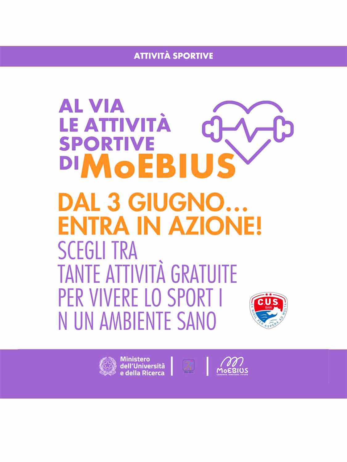 Avvio Iscrizioni per le attività sportive - CUS