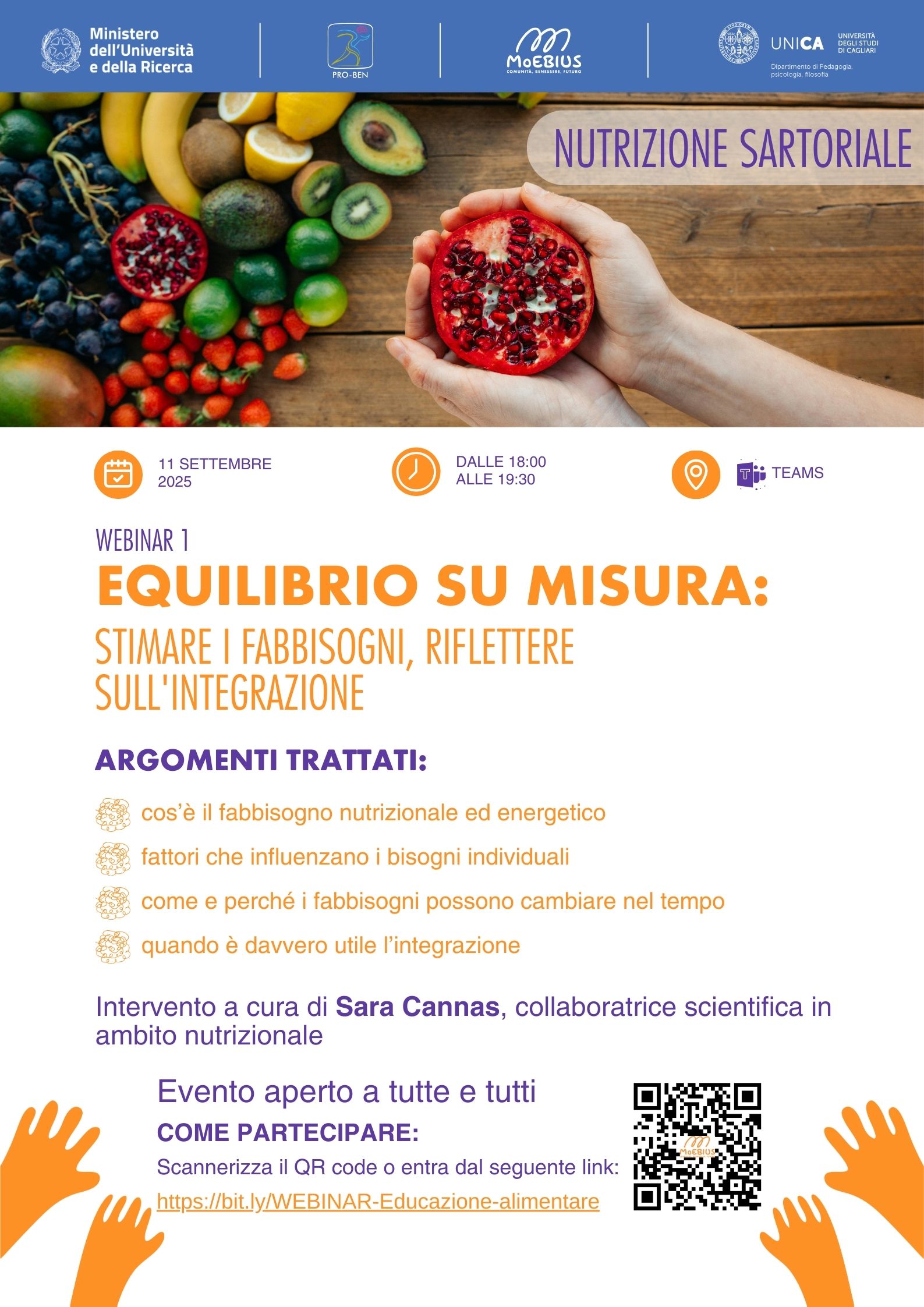 Webinar di educazione alimentare “Equilibrio su Misura: stimare i fabbisogni, riflettere sull'integrazione”