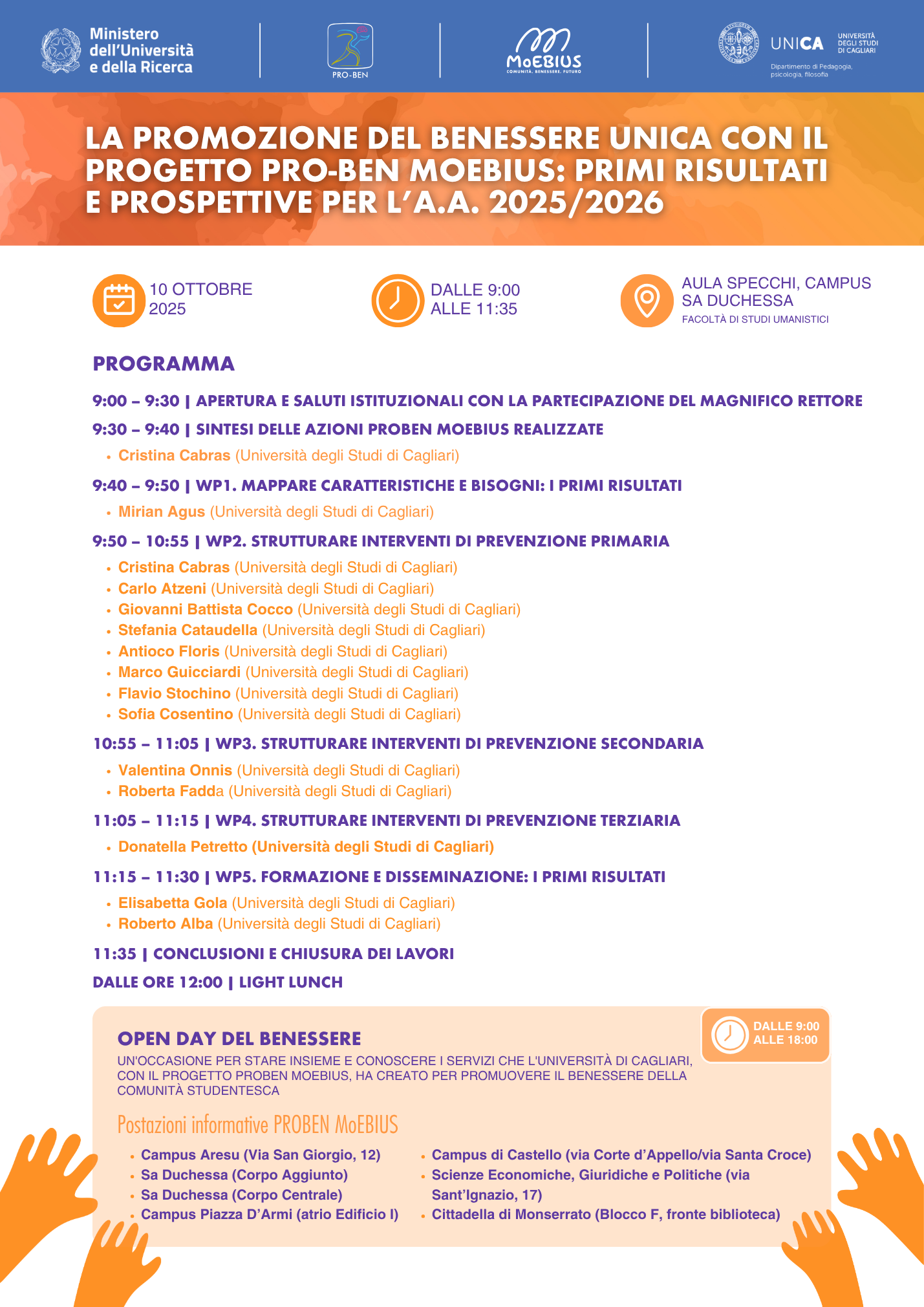 La promozione del benessere UniCa con il progetto PRO-BEN MoEBIUS: primi risultati e prospettive per l’A.A. 2025/2026