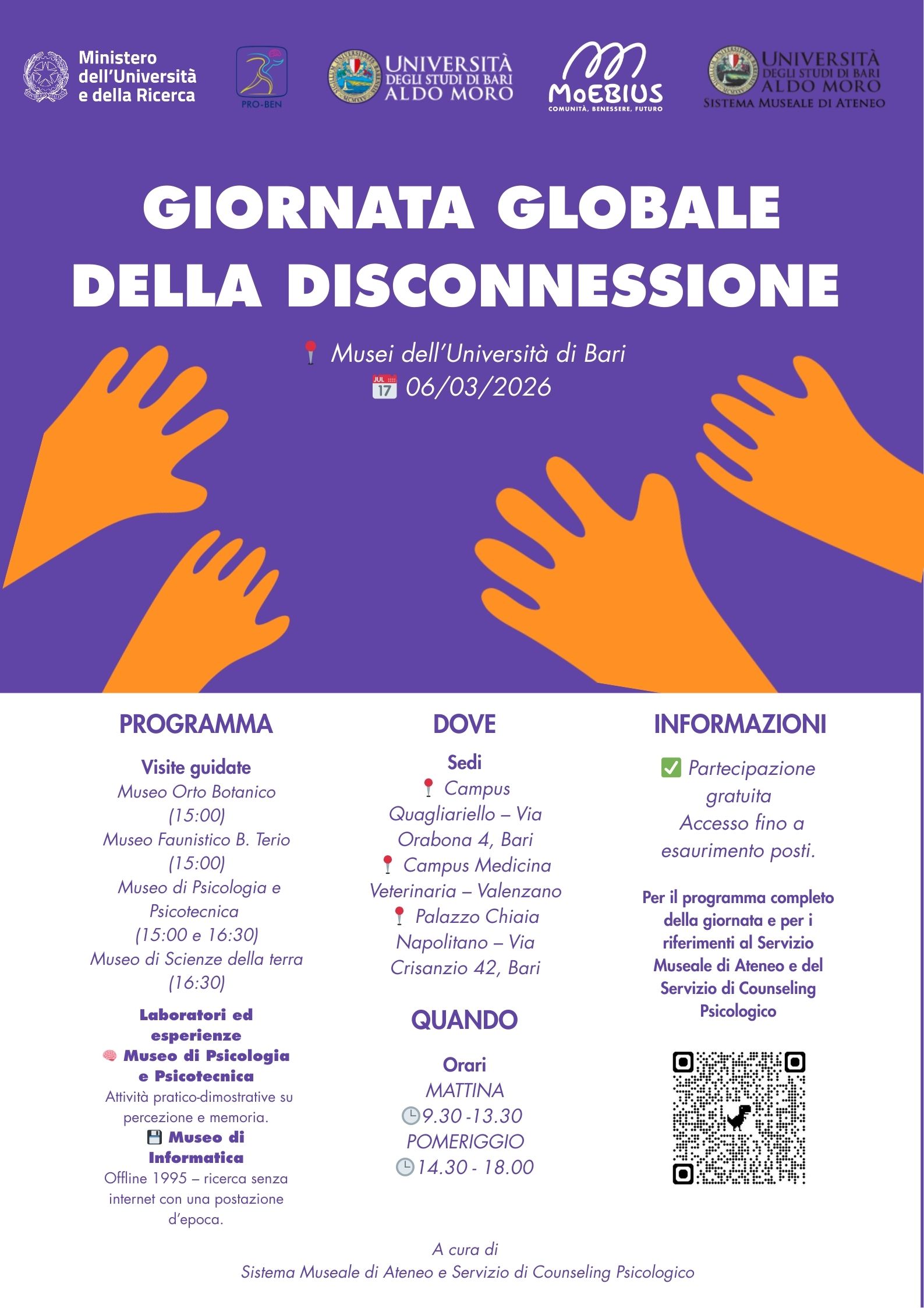 Giornata Globale della Disconnessione: il 6 marzo 2026 eventi e laboratori nei Musei dell'Università di Bari