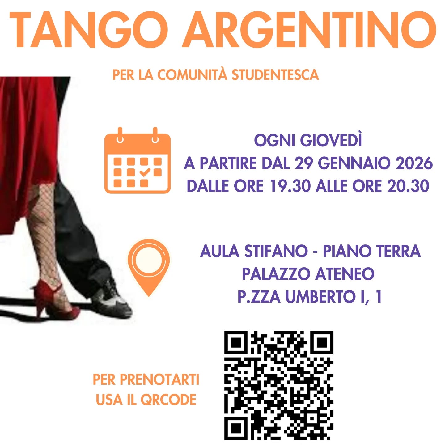Corso gratuito di TANGO ARGENTINO PER LA COMUNITÀ STUDENTESCA