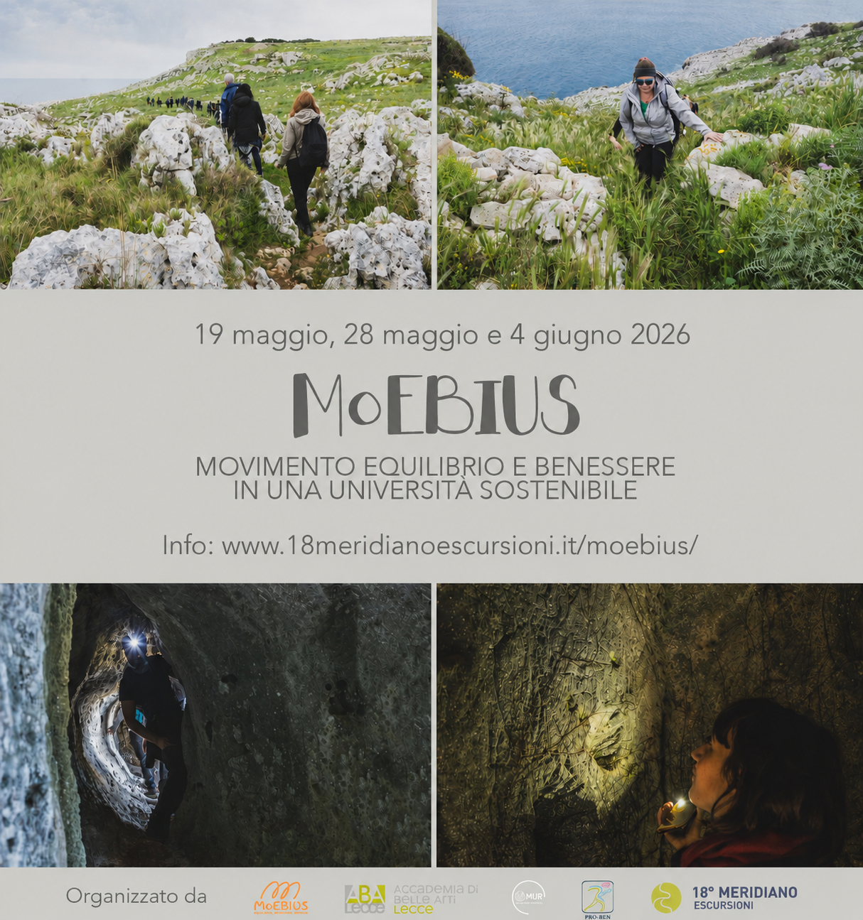 Accademia di Belle Arti di Lecce “18° MERIDIANO ESCURSIONI” – Progetto Moebius2 – Proben2 (19 maggio, 28 maggio, 4 giugno 2026)
