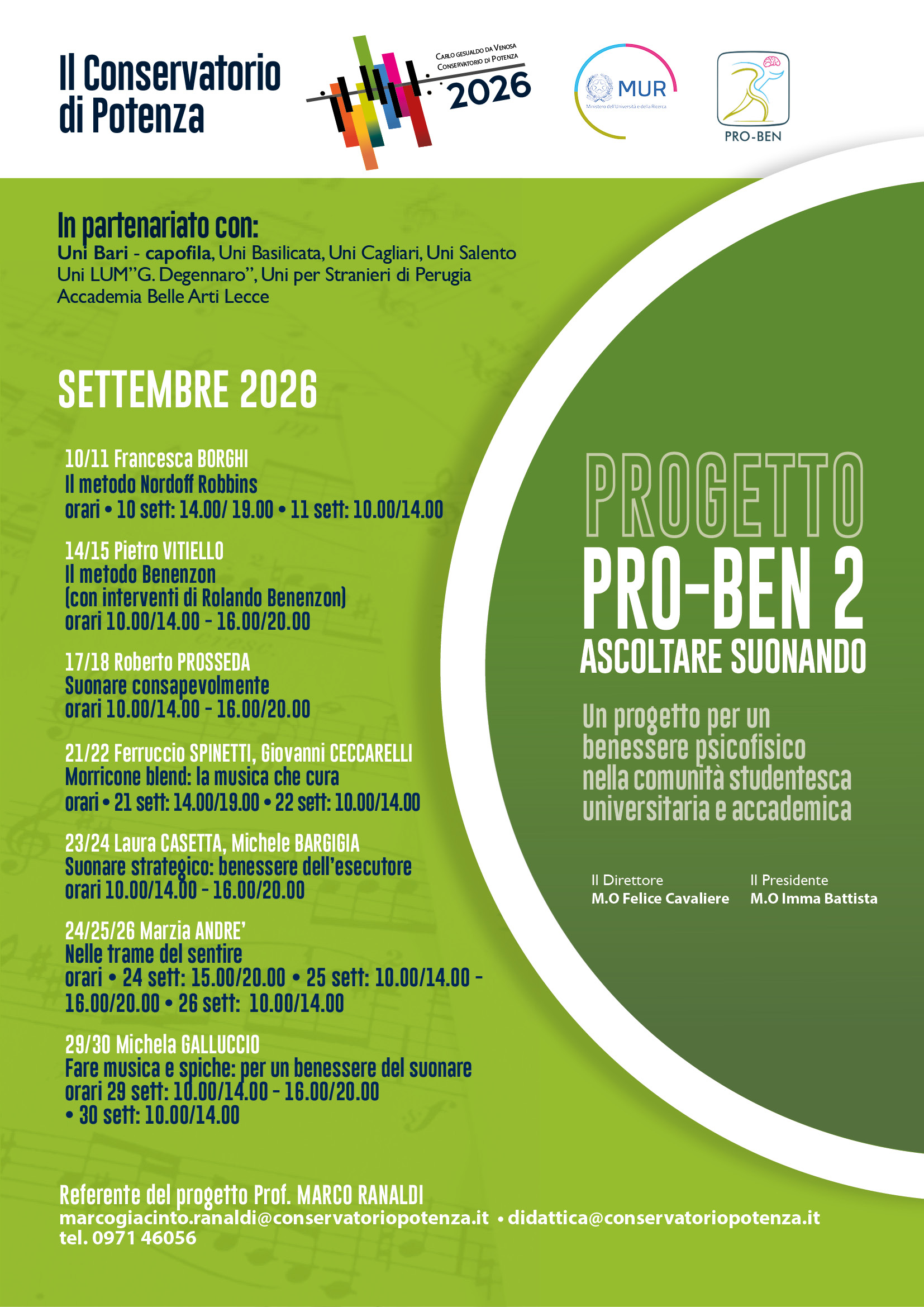 ASCOLTARE SUONANDO - Masterclass e Incontri Tematici – Settembre 2026